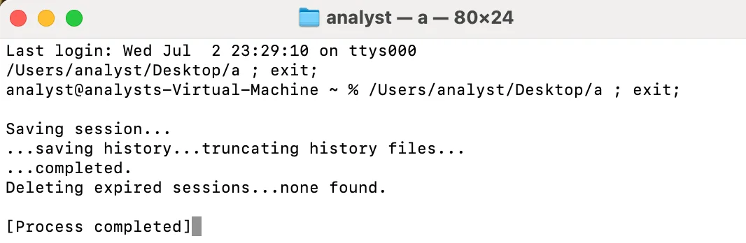 Evidence of shell command history being suppressed after exploitation