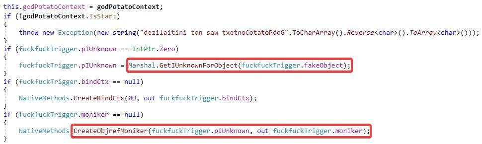 Initialization of the GodPotatoTrigger instance and its IUnknown pointers