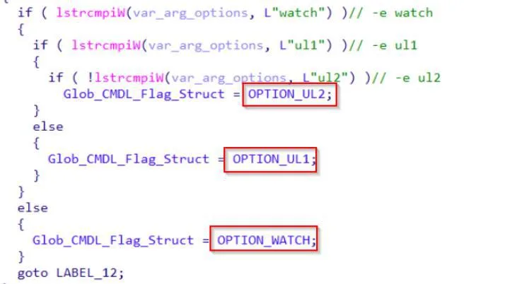 The CMD_Flag enum applied in IDA, showing named flags instead of raw values