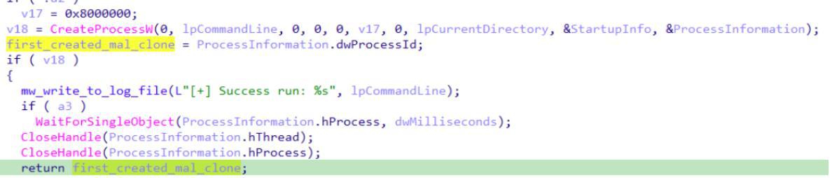 Launch of the watcher process that restarts the main process if it stops