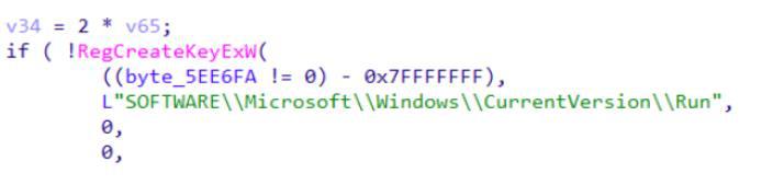 Persistence established through the registry Run key
