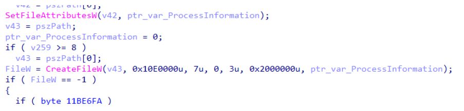 Windows API call marking the path given to -prot as a protected object