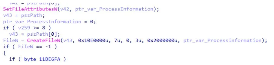 Windows API call marking the path given to -prot as a protected object
