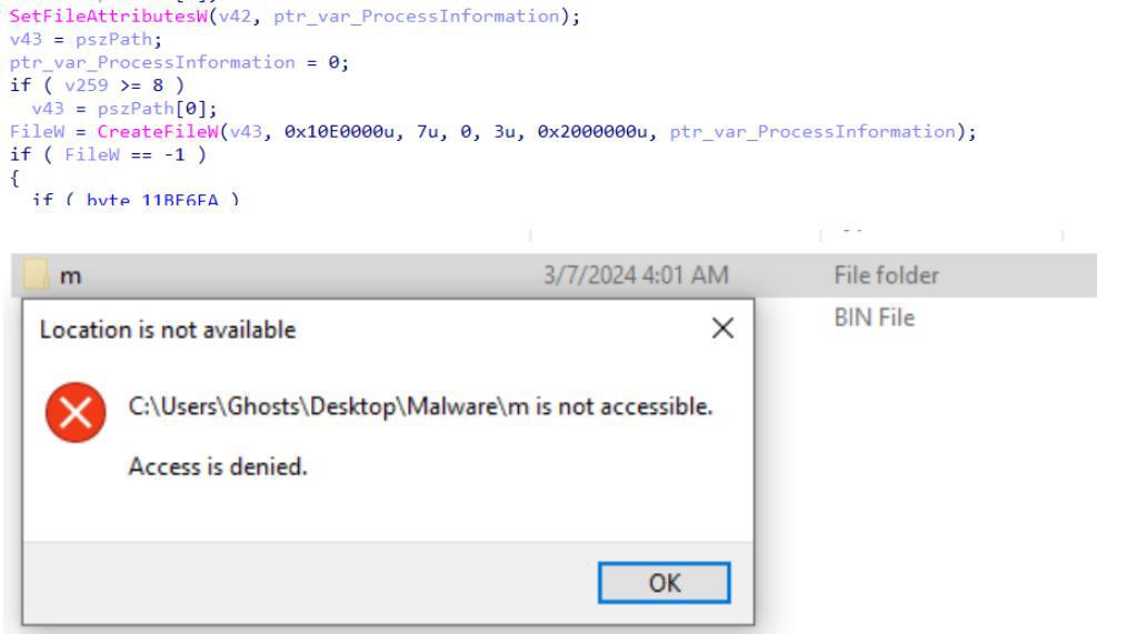 Malware marking its own folders as protected