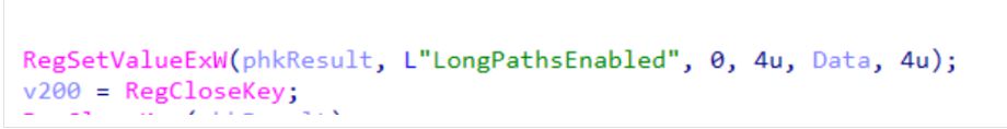 Registry change enabling long path support