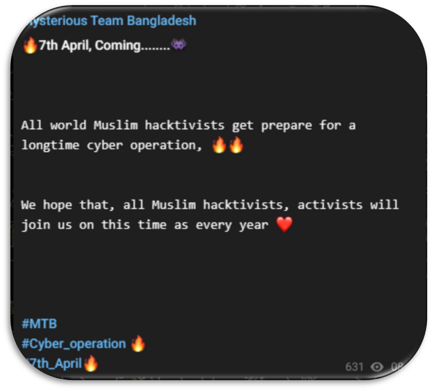 מסר מערוץ הטלגרם של Mysterious Team Bangladesh